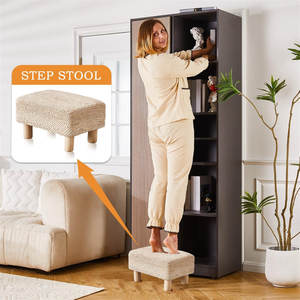 Otomana Rectangular de algas marinas naturales tejidas a mano con patas de madera, taburete de pie de algas marinas naturales para sala de estar, dormitorio, entrada - Product Image 5