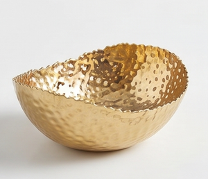 Bol en métal martelé fait main, vaisselle décorative glamour, finition dorée, parfait pour la maison, le bureau, la table et les fêtes - Product Image 4