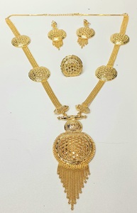 Nuevo y Elegante Juego de Collar con Colgante Clásico para Mujer, Chapado en Oro de 24K, Joyería Fina para Bodas, Fiestas y Regalos - Product Image 4