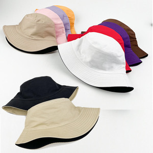 Sun <b>Summer</b> <b>Hats</b> Double Side Plain Cotton Custom Logo Embroidery <b>Man</b> Women Fisherman Reversible Bucket <b>Hats</b> - Product Image 4