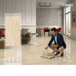 Azulejos de Porcelana Pulida con Patrón de Mármol Marrón Gris, 20 mm, 600x1200 mm, Brillantes, Esmaltados, para Baño, Piso Exterior, Pared, Cerámica - Product Image 1