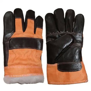 Guante de Cuero Reforzado de Alta Calidad con Palma de Cuero Granulado, Dorso de Tela de Algodón y Puño Reforzado con Goma y Forro de Piel para Resistencia al Frío - Product Image 5