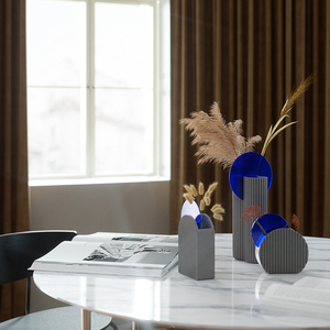 <span class=keywords><strong>Vaso</strong></span> gigante in plastica smaltata in calcestruzzo fiore e <span class=keywords><strong>vaso</strong></span> da angolo a punto focale prospettiva decorativa - Product Image 5