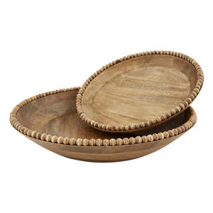 Cuencos de Madera Hechos a Mano con Borde de Cuentas, Diseño Bohemio para Presentación de Alimentos y Regalos - Product Image 6