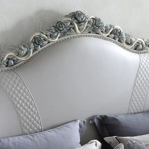 Oferta Especial: Juego de Dormitorio de Lujo Moderno y Clásico en Blanco Plateado, Cama Tapizada, Muebles Elegantes y Minimalistas para Hotel - Product Image 5