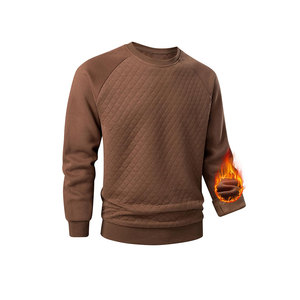 Sudadera Personalizada para Hombre, Forro Texturizado, Térmica, de Algodón Grueso, Cuello Redondo, para Invierno, Estilo Urbano, Color Sólido, OEM - Product Image 4