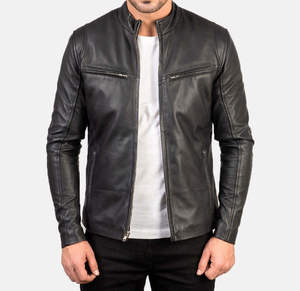 Veste d'hiver en cuir véritable originale pour homme, classique, tendance, style motard, imperméable avec doublure en polyester - Product Image 4