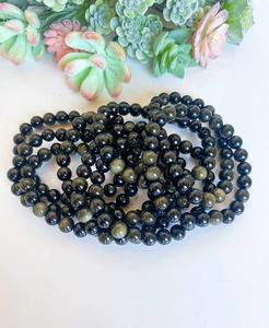 Natural Golden <b>Obsidian</b> <b>Bracelet</b> Black <b>Obsidian</b> Beaded <b>Bracelet</b> For Healing Reiki Energy Jewelry Wholesale 8mm - Product Image 3