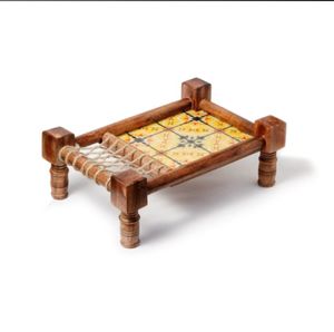 Bandeja de Servir Charpai de Madera Hecha a Mano Ecológica - Diseño Clásico Indio para Fiestas - Product Image 4