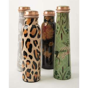 Red Blue Floral Copper <b>Water</b> <b>Bottle</b> Leakproof Metal Drinking <b>Bottle</b> with Artistic Design for Home Office Travel Use - Product Image 5