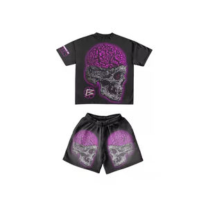 Ensemble décontracté homme t-shirt et short deux pièces, survêtement à manches courtes, personnalisable avec logo - Product Image 1