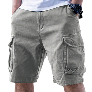 Shorts cargo grises para hombre, ideales para uso diario, viajes y actividades al aire libre, con múltiples bolsillos, diseño cargo atemporal, proveedor de shorts. - Product Image 1