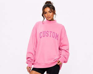Sweat-shirt à col montant oversize pour femme en tissu mélangé polyester/coton de qualité supérieure, style pull, service OEM - Product Image 1