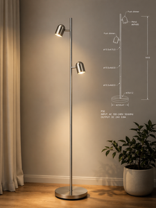 Cross-border Modern Minimalist Creative Double-head <b>Adjustable</b>-angle LED E27 Touch Control Dimmable Metal Reading Floor <b>Lamp</b> - Product Image 6