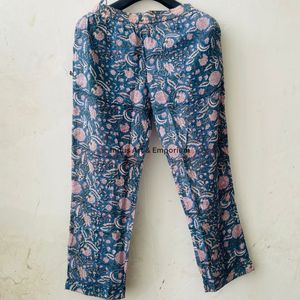 Hand Block Printed Cotton <b>Pyjama</b> Set Women | Soft Sleepwear Loungewear Premium Handmade Quick Dry V-neck Button Fly High Rise - Product Image 2