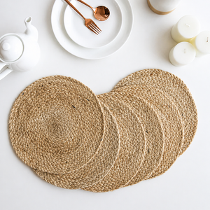 <b>Round</b> Braided <b>Placemats</b>/ Water Hyacinth Handmade <b>Placemat</b>/ Heat-Resistant Non-Slip Woven Mats Ms. Alina - Product Image 1