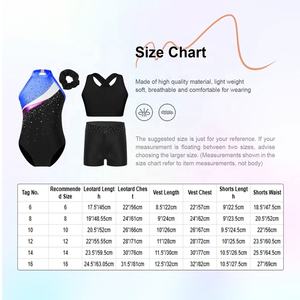 Traje de gimnasia para niñas de 6 a 16 años, leotardo con banda para el <span class=keywords><strong>pelo</strong></span>, <span class=keywords><strong>chaleco</strong></span> superior y pantalones cortos, conjuntos para competición de puesta en escena, 4 Uds. - Product Image 6