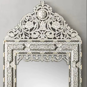 Miroir mural mauresque artisanal, motif floral - Product Image 1