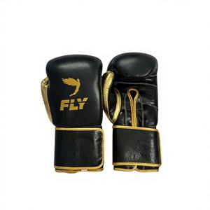 Gants de boxe Fly Super Quality Gold & Black Lace Up, design personnalisé, gants de boxe professionnels Fly Sparing en cuir avec fermeture auto-agrippante. - Product Image 4