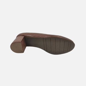 Escarpins formels pour femmes en cuir de vachette pleine fleur, semelle extérieure en caoutchouc, bout fermé, talon moyen - Product Image 5