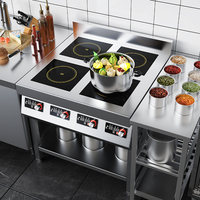 Cuisinière à induction commerciale 4 brûleurs, cuisinière à induction électrique en acier inoxydable pour restaurant, hôtel, cuisine commerciale