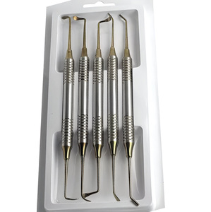 Juego de Instrumentos Quirúrgicos Dentales de 5 Piezas con Empuñadura Moleteada, Herramientas de Cirugía Oral de Acero Inoxidable Plateadas, Uso Manual Clase I para Hospital - Product Image 2