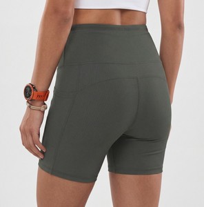 Womens Multi Pocket High Waist Running Tights <b>Short</b> Length Nylon Quick Dry Sporty <b>Tight</b> <b>Shorts</b> Custom logo Compression <b>Shorts</b> - Product Image 2