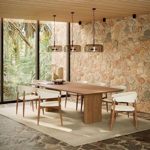 Juego de Comedor de Teca Sólida de Lujo, Muebles Modernos Minimalistas para Resort, Villa, Hotel e Interiores de Hogar Contemporáneo - Product Image 1