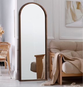 Sleek full length <b>leaning</b> floor <b>mirror</b> crafted with a slim light wood frame and rounded legs, available at wholesale prices. - Product Image 4