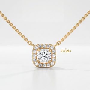 Collier pendentif en diamant de laboratoire taille coussin Halo, en argent sterling 925 plaqué or, pour mariage, mariée, femme, bijoux personnalisés - Product Image 2