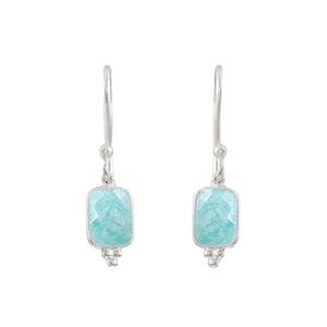 Boucles d'oreilles pendantes rectangulaires en argent sterling 925 avec amazonite naturelle |   Bijoux en pierres précieuses faits à la main - Product Image 1