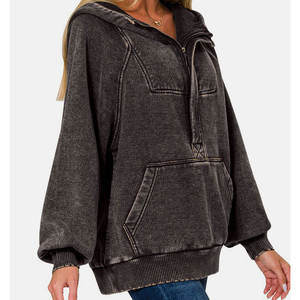 Women's Lime Green <b>Cropped</b> <b>Zip</b>-<b>Up</b> Sweatshirt Oversized Drop-Shoulder Fleece Full Sleeve Stand Collar Autumn Wear - Product Image 1