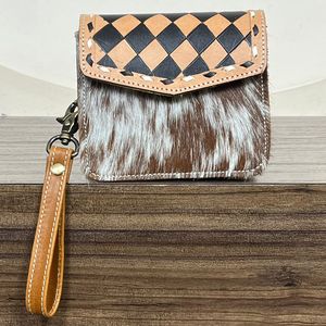 Portefeuille pour femmes en cuir de vachette miniature de haute qualité, neuf d'usine, avec motif à carreaux, blocage RFID, pour cartes et pièces de monnaie - Product Image 4