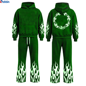 Conjunto de Sudadera con Capucha y Pantalones de Chándal de Forro Polar Unisex, Transpirable, para Exteriores, con Logotipo Personalizado, Lavado Ácido, Efecto Desgastado, Estilo Vintage, Oversize, para Invierno - Product Image 5