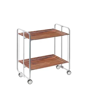 Premium Handmade Metal Utility <b>Storage</b> <b>Cart</b> with Export Quality Construction Heavy Duty Wheels Spacious Shelves and Modern - Product Image 1