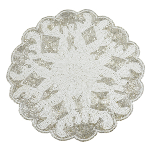 Multiple <b>Beads</b> Design Rounded Place mat With Colored Design For Home Decor Tableware Dinning Table Party and Wedding Design Pads - Product Image 5