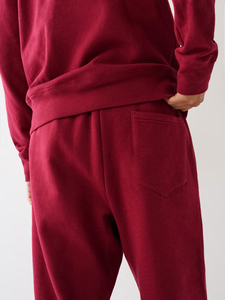 Men's Red Fleece Sweatpants Elastic Waist <b>Drawstring</b> Casual Joggers With Side Pockets Autumn Wear - Product Image 5