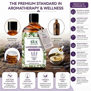 Aceite Esencial de Lavanda Puro 100% Natural de Grado Cosmético Destilado al Vapor para Aromaterapia, Spa, Masajes, Fabricación de Velas, Suministro a Granel - Product Image 3