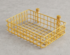 Fine Quality Yellow Metal <b>Wire</b> <b>Hanging</b> Storage <b>Basket</b> Rectangle Simple Multi Purpose Organized Neatening Rack - Product Image 1