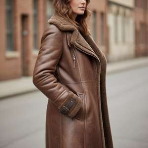 Abrigo Largo de Cuero Acolchado para Mujer, Chaqueta Exterior Elegante, Prenda Cálida para Invierno, Diseñada para Comodidad y Durabilidad, Moda de Temporada - Product Image 6