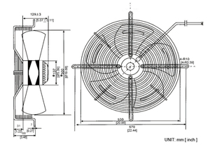 Symbang High Performance 220v 420v AC Tube <b>Fan</b> with Metal Blades Free <b>Standing</b> 500*129mm (AF500129-B) - Product Image 2