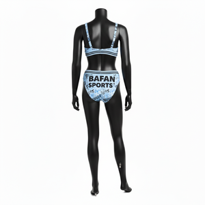 Conjunto de Bikini para Mujer, Poliéster GSM con Spandex, Estampado Sublimado Azul, Cintura con Panel en Contraste, Logotipo Personalizado - Product Image 2