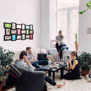 18-Picture Collage <b>Frame</b> Kit for Gallery Home Decor 4\" X 6\" Glass Protection Display <b>with</b> Wall <b>Mounting</b> Black - Product Image 3