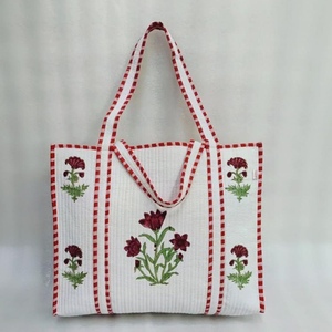 Bolsa de Mano de Lona de Algodón Acolchada Hecha a Mano con Patrón de Letras, Moderna, para Bodas, Reutilizable, Ecológica, OEM, Venta al Por Mayor - Product Image 2