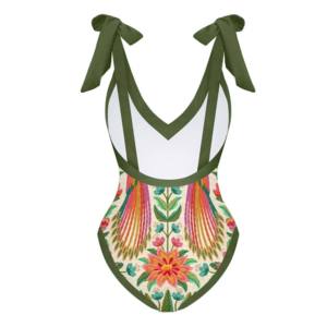 Women's Halter Bikini <b>Top</b> with Bow Ties Stretch Bandeau Swimwear 2 Piece Set Asymmetric Embroidery Tie Side - Product Image 3