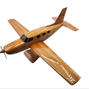 Modèle d'avion décoratif en bois finition antique pour collectionneurs, pièce maîtresse pour présentation sur table - Product Image 1