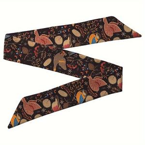Écharpe fine en soie imprimée sur mesure, motif floral chat mignon, ruban pour poignée de sac, bandeau - Product Image 4