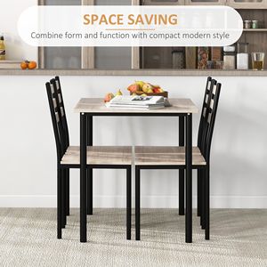 Set da Pranzo Moderno Classico 5 Pezzi, Tavolo e Sedie in Legno Grigio per Spazi Piccoli, Elegante Arredamento per Sala da Pranzo - Product Image 4