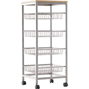 Chariot de rangement roulant à 4 niveaux en acier inoxydable blanc de qualité supérieure, écologique, gain de place, organisateur utilitaire pour cuisine - Product Image 3