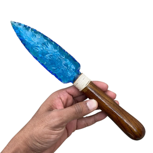 Couteau à manche en obsidienne aqua cristalline, lame sculptée à la main en forme de pointe de flèche, décor spirituel, décor sorceller, décor métaphysique, grossiste - Product Image 5